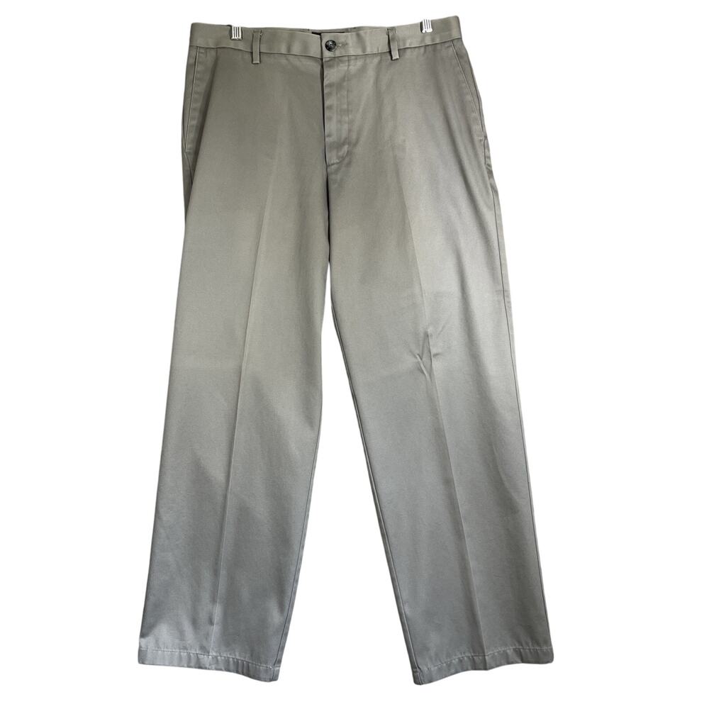 Dockers Pants Mens 34x30 Gray Classic Fit Flat Front Chino Trousers Office Work